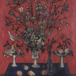 Bouquet sur fond rouge