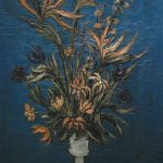 Bouquet sur fond bleu