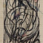 Christ. Dessin au stylo noir sur papier quadrillé (en)
