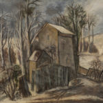 Sans titre (paysage avec maison et arbres)